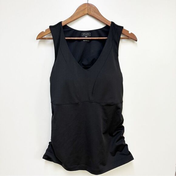 Athleta Empire V-Neck Tank Top Built in Bra Black Size 36DD - Picture 1 of 9